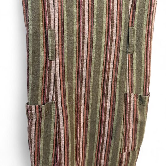 Aeropostale Striped Rayon Linen Overall Mini Dress S Green Pink Pockets - Picture 5 of 9